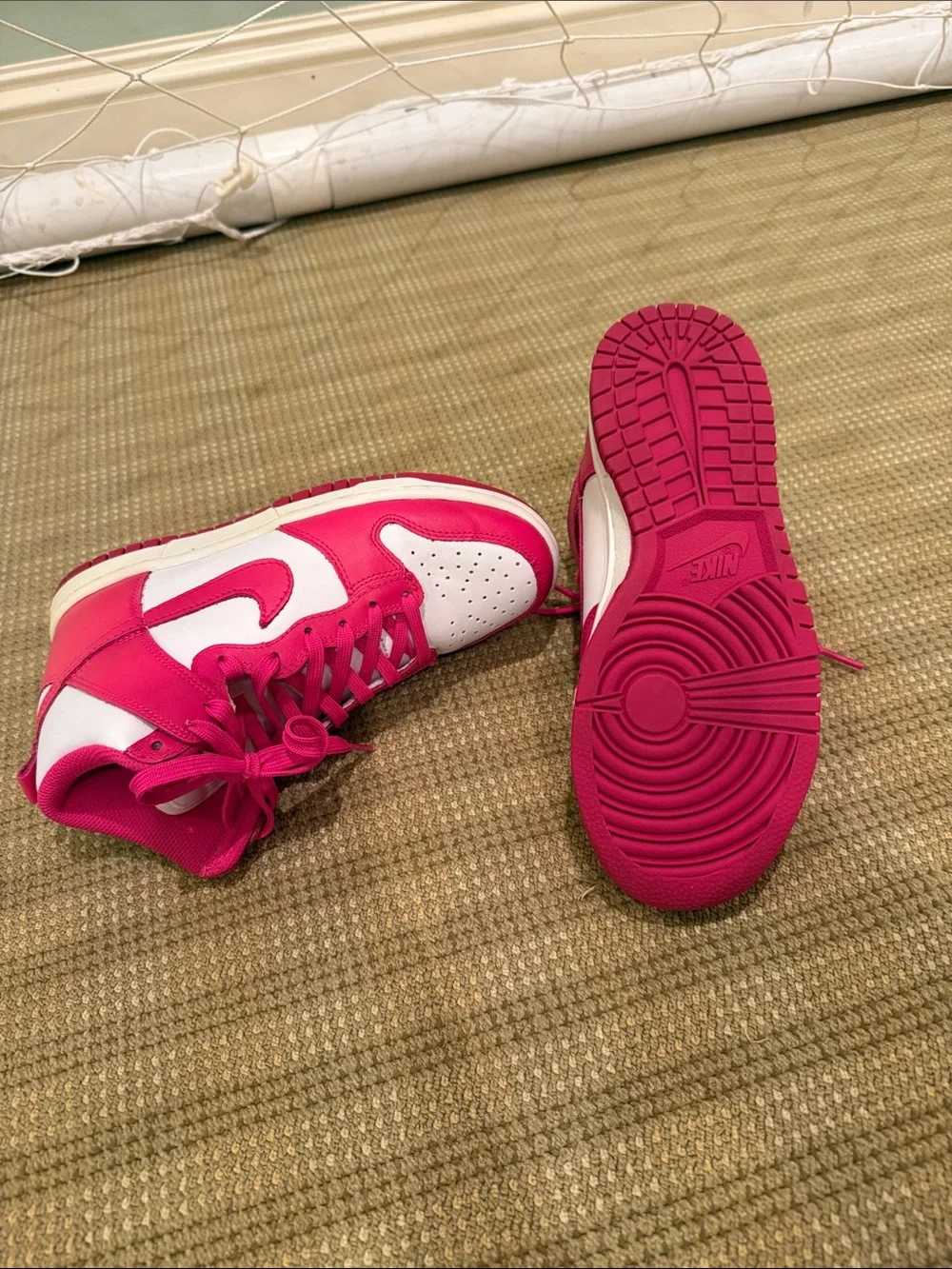 Nike Kids High-Top Sneakers in Hot Pink and White